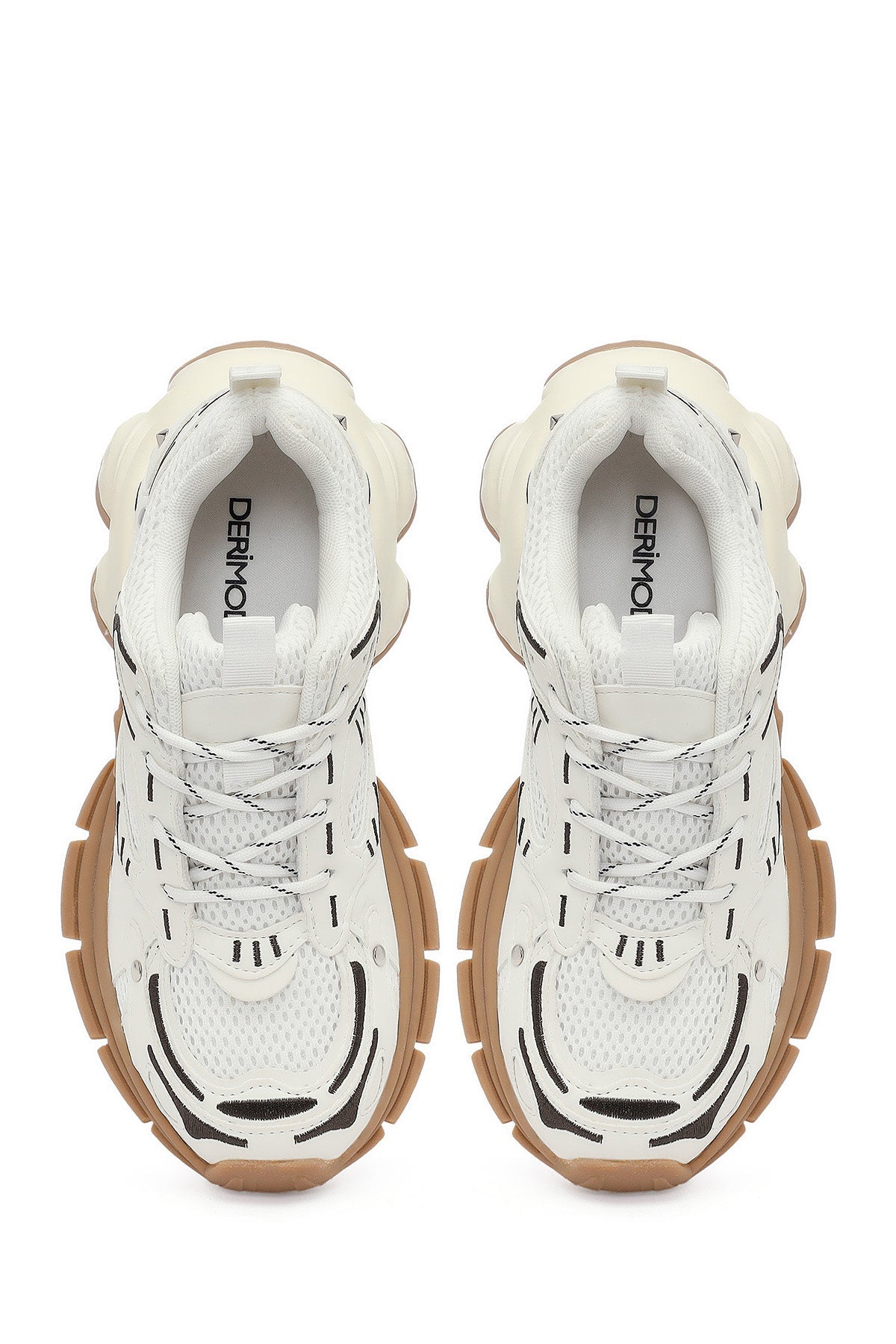 Kadın Beyaz Bağcıklı Kalın Tabanlı Sneaker