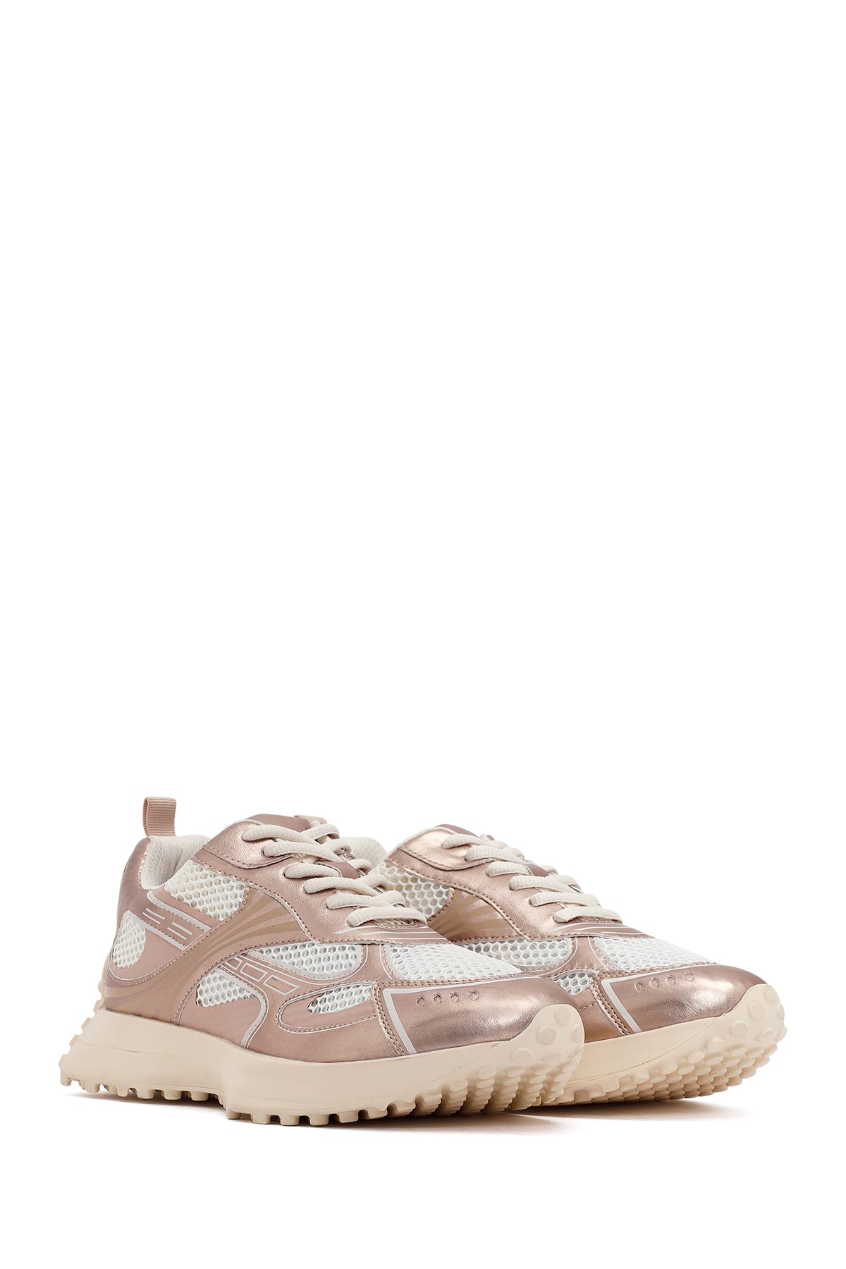 Kadın Pembe Bağcıklı Kalın Tabanlı Sneaker