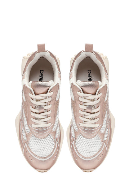 Kadın Pembe Bağcıklı Kalın Tabanlı Sneaker