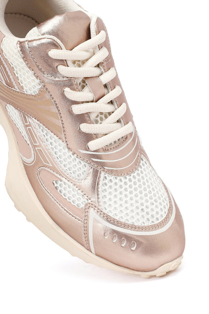 Kadın Pembe Bağcıklı Kalın Tabanlı Sneaker
