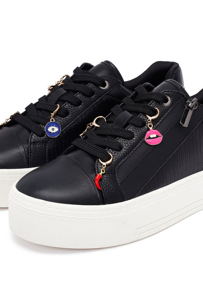 Kadın Siyah Bağcıklı Kalın Tabanlı Sneaker