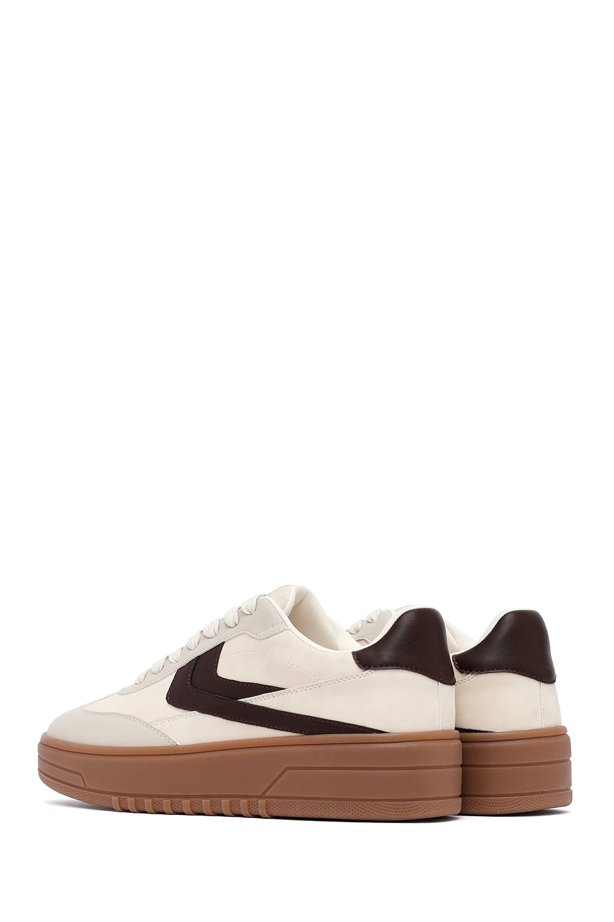 Kadın Bej Bağcıklı Kalın Tabanlı Sneaker