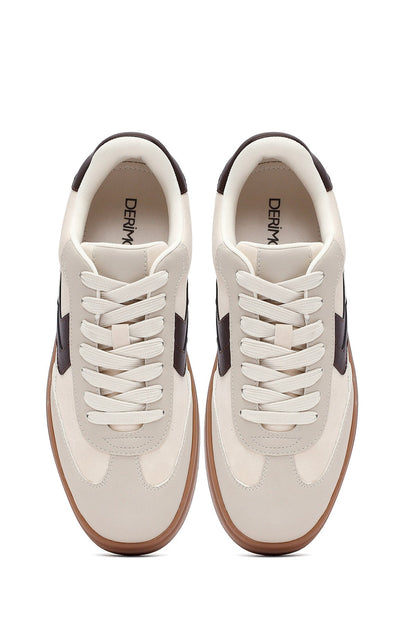 Kadın Bej Bağcıklı Kalın Tabanlı Sneaker