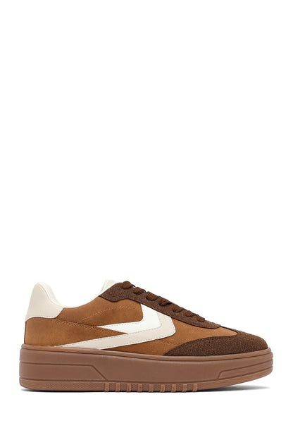 Kadın Camel Bağcıklı Kalın Tabanlı Sneaker