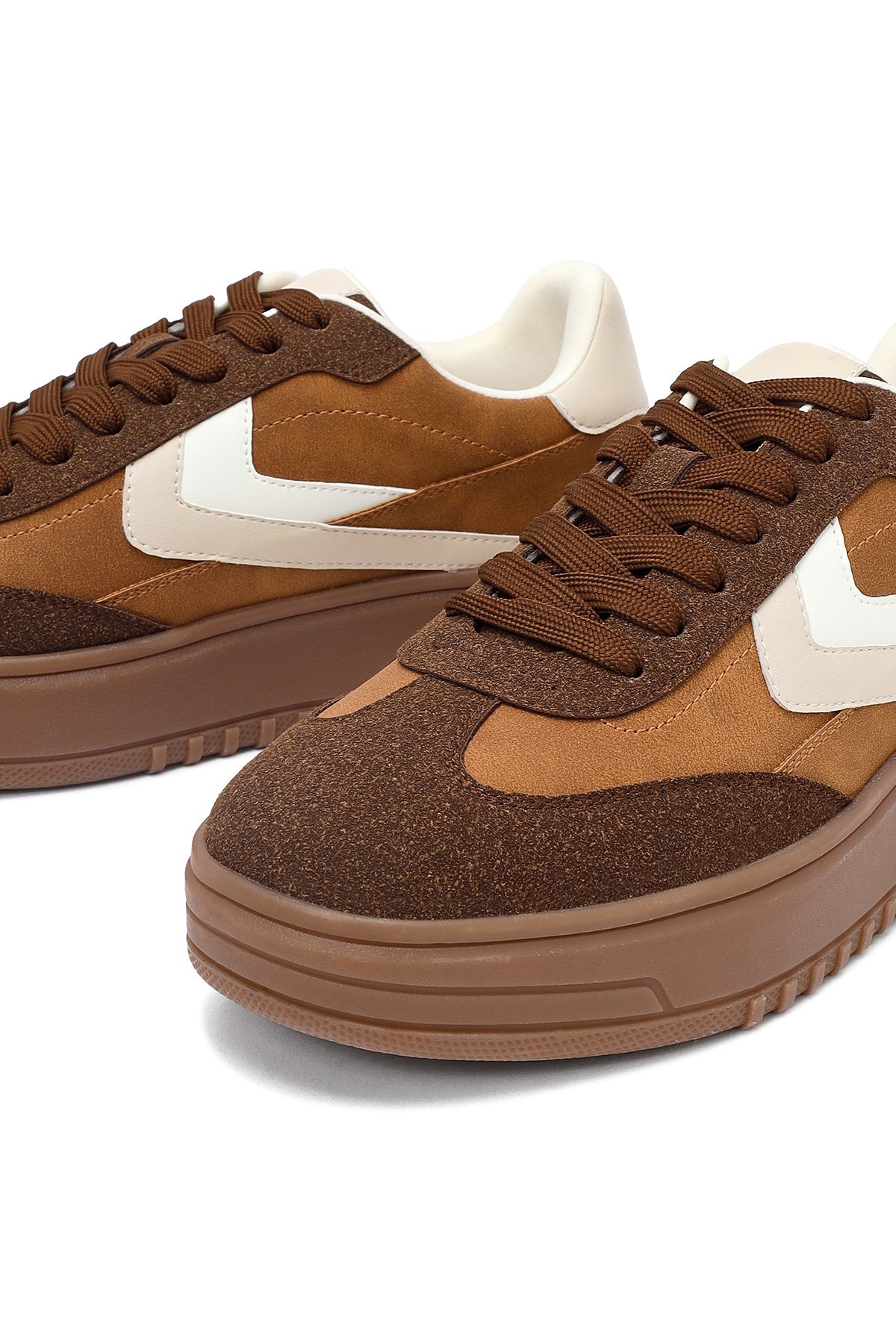 Kadın Camel Bağcıklı Kalın Tabanlı Sneaker