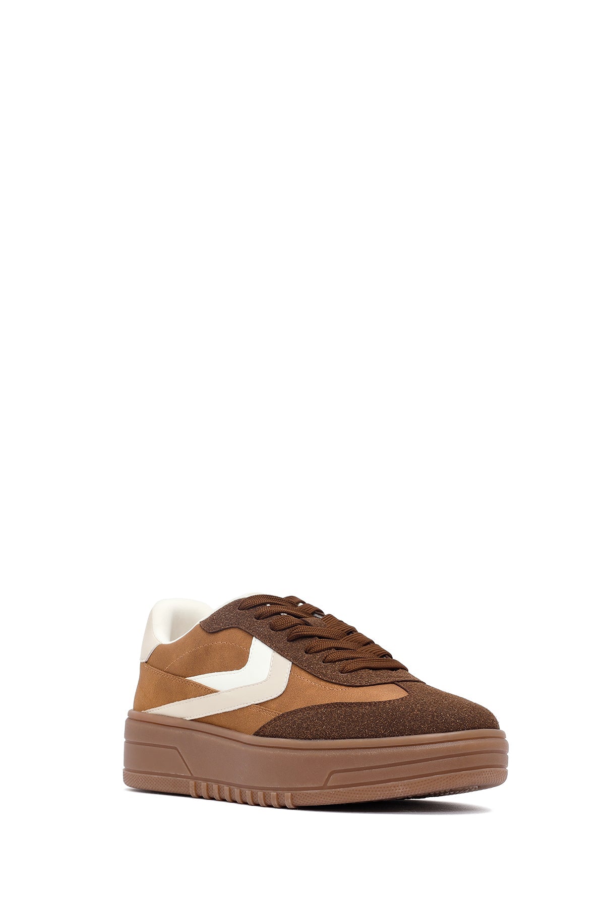 Kadın Camel Bağcıklı Kalın Tabanlı Sneaker