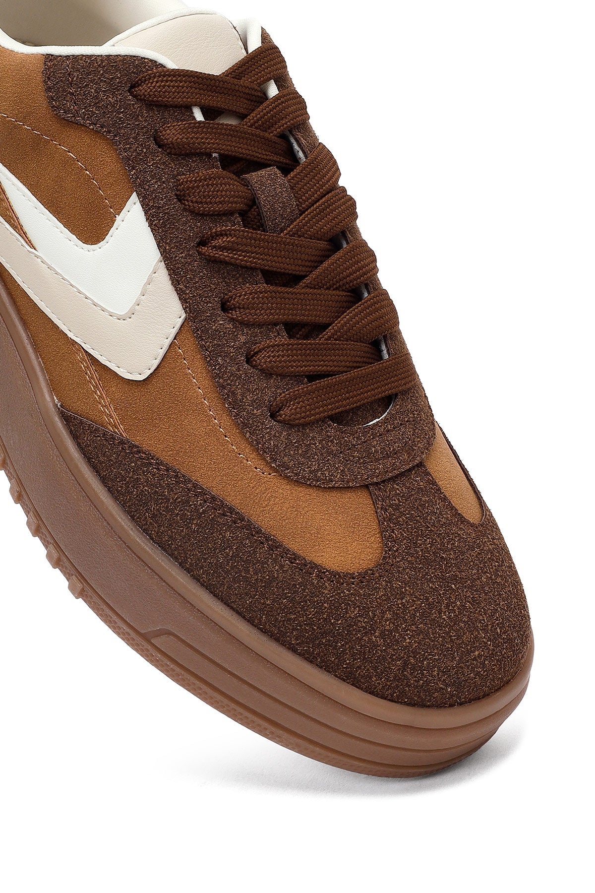 Kadın Camel Bağcıklı Kalın Tabanlı Sneaker