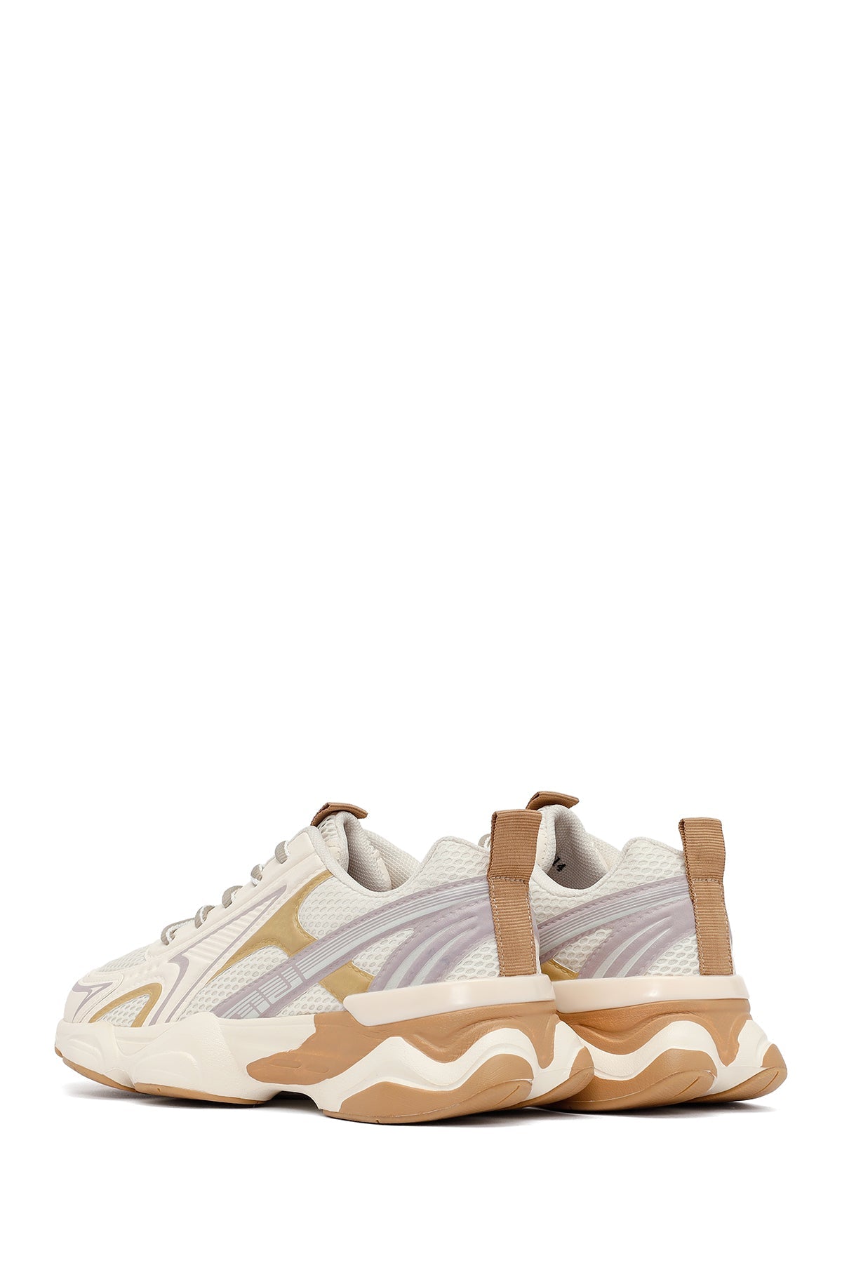 Kadın Krem Bağcıklı Kalın Tabanlı Sneaker