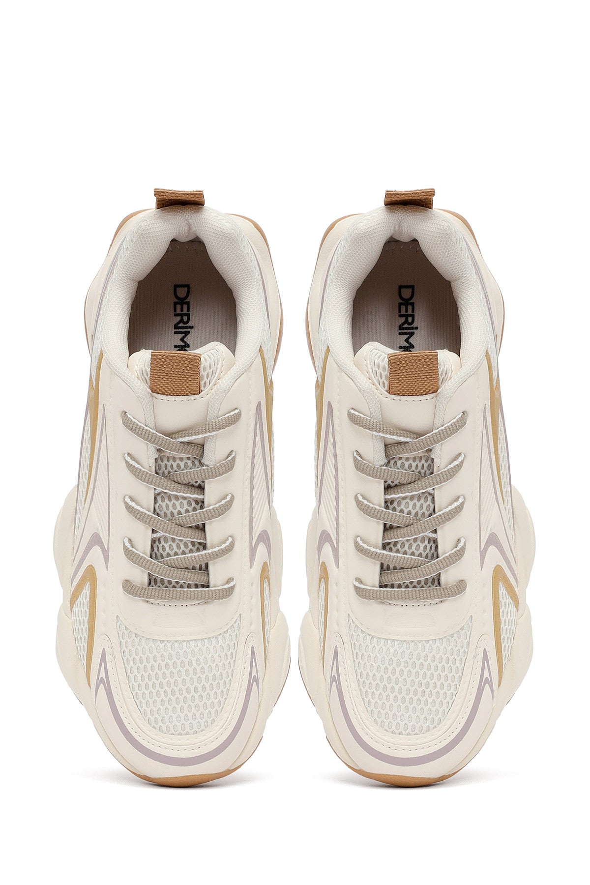 Kadın Krem Bağcıklı Kalın Tabanlı Sneaker