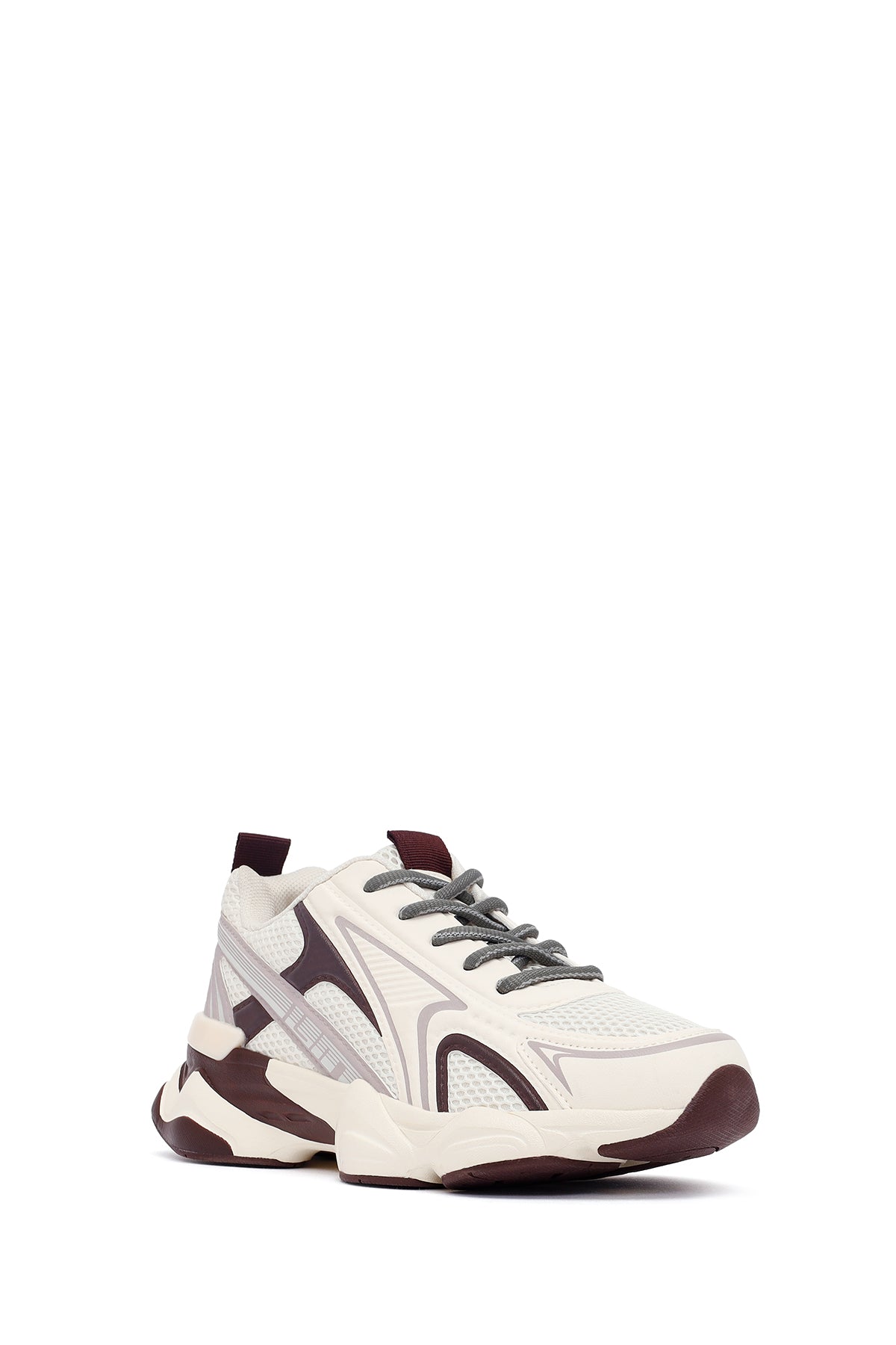 Kadın Bordo Bağcıklı Kalın Tabanlı Sneaker