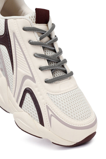 Kadın Bordo Bağcıklı Kalın Tabanlı Sneaker