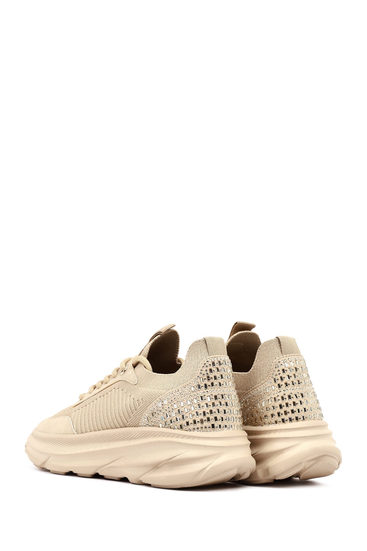 Derimod Zero Kadın Bej Bağcıklı Kalın Tabanlı Kumaş Sneaker
