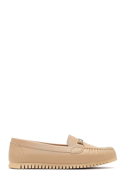 Kadın Bej Tokalı Loafer