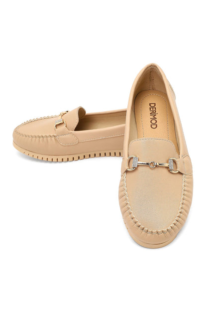 Kadın Bej Tokalı Loafer