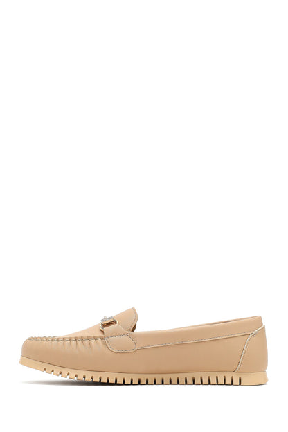 Kadın Bej Tokalı Loafer