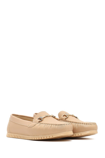 Kadın Bej Tokalı Loafer