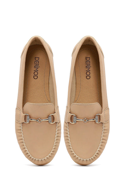 Kadın Bej Tokalı Loafer