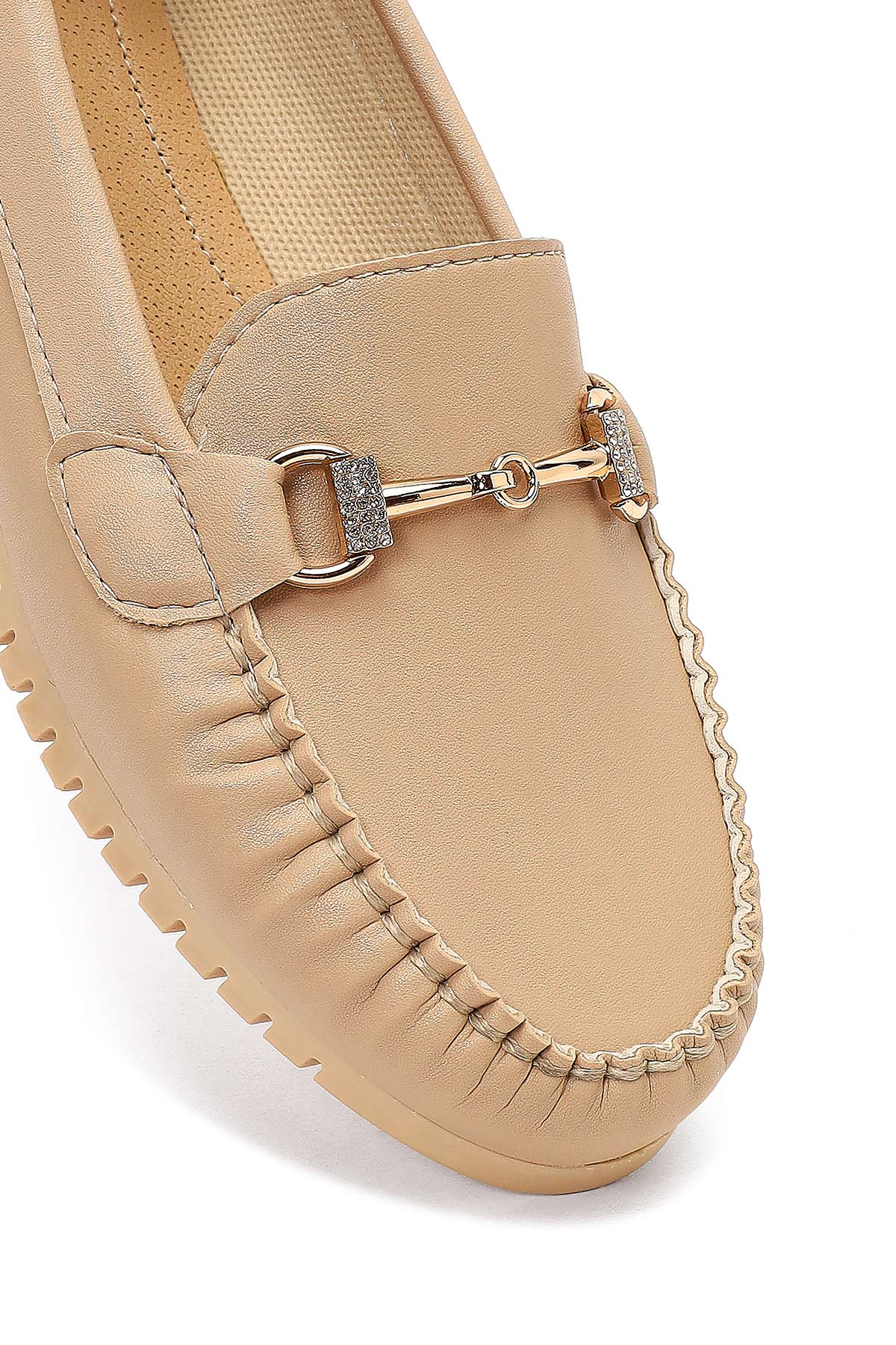 Kadın Bej Tokalı Loafer