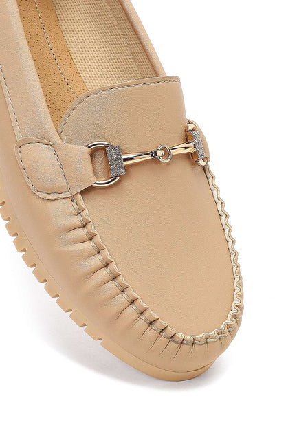 Kadın Bej Tokalı Loafer