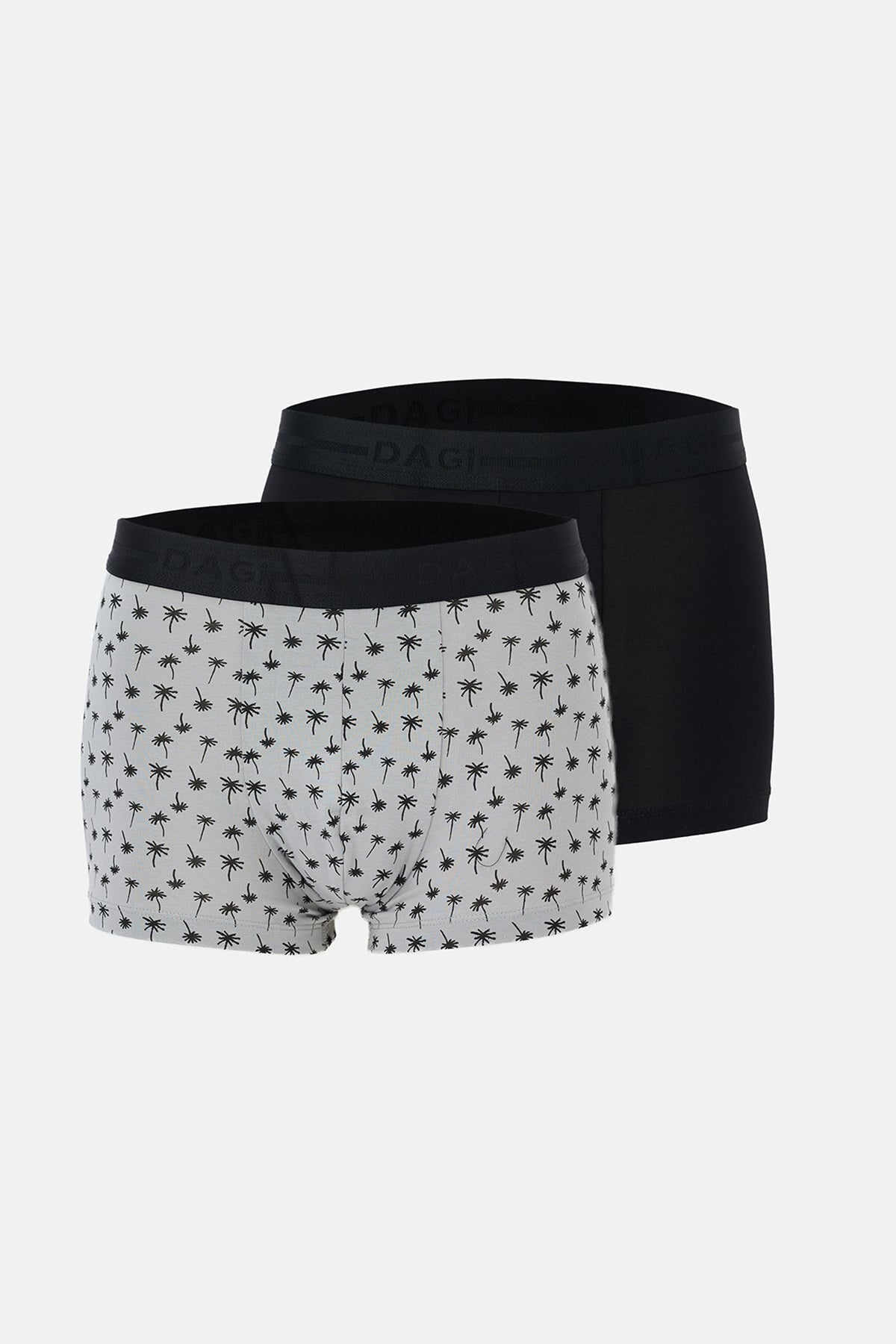 Gri-siyah 2'li Desenli Pamuk Boxer
