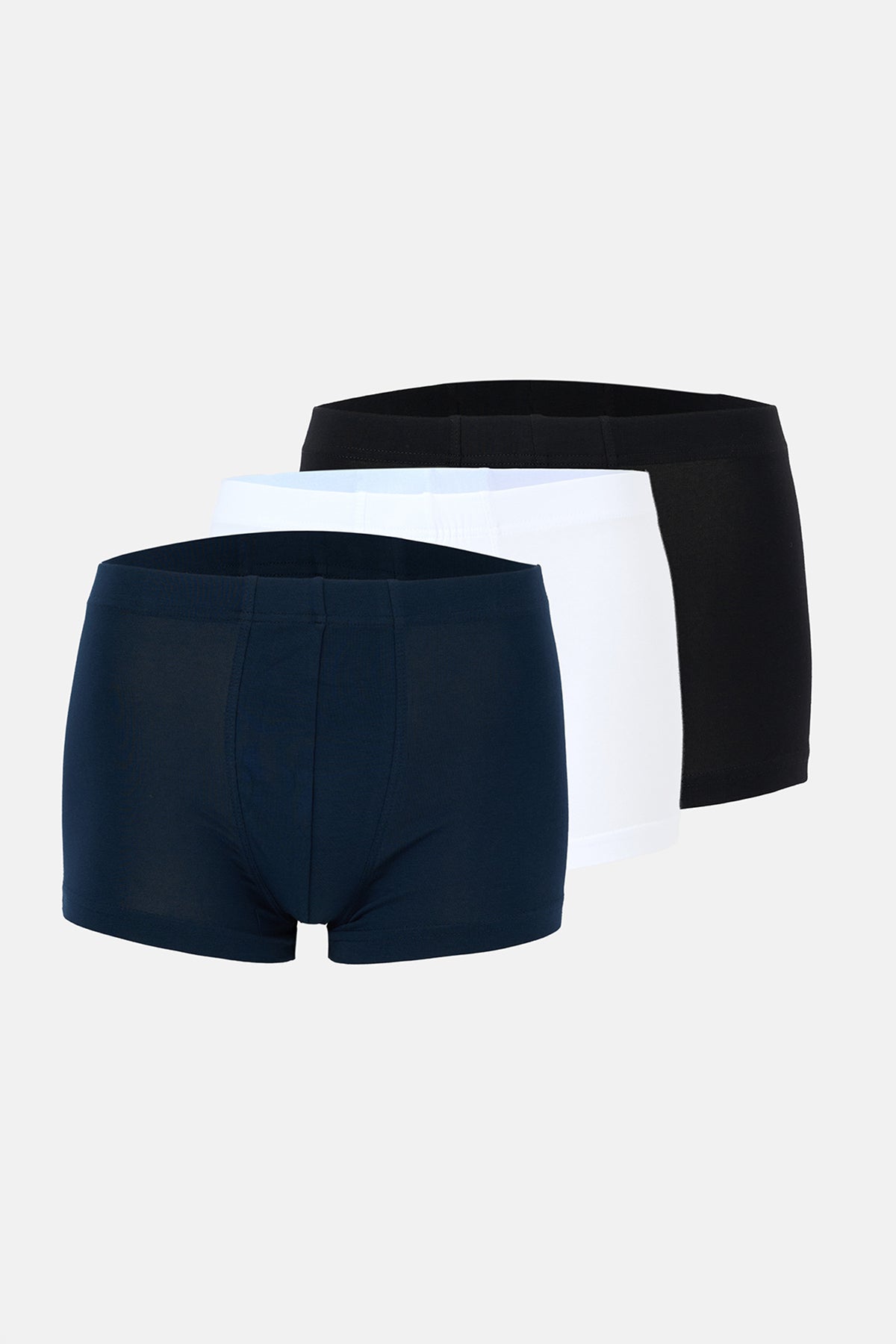 Beyaz-lacivert Düz Micro Modal Boxer