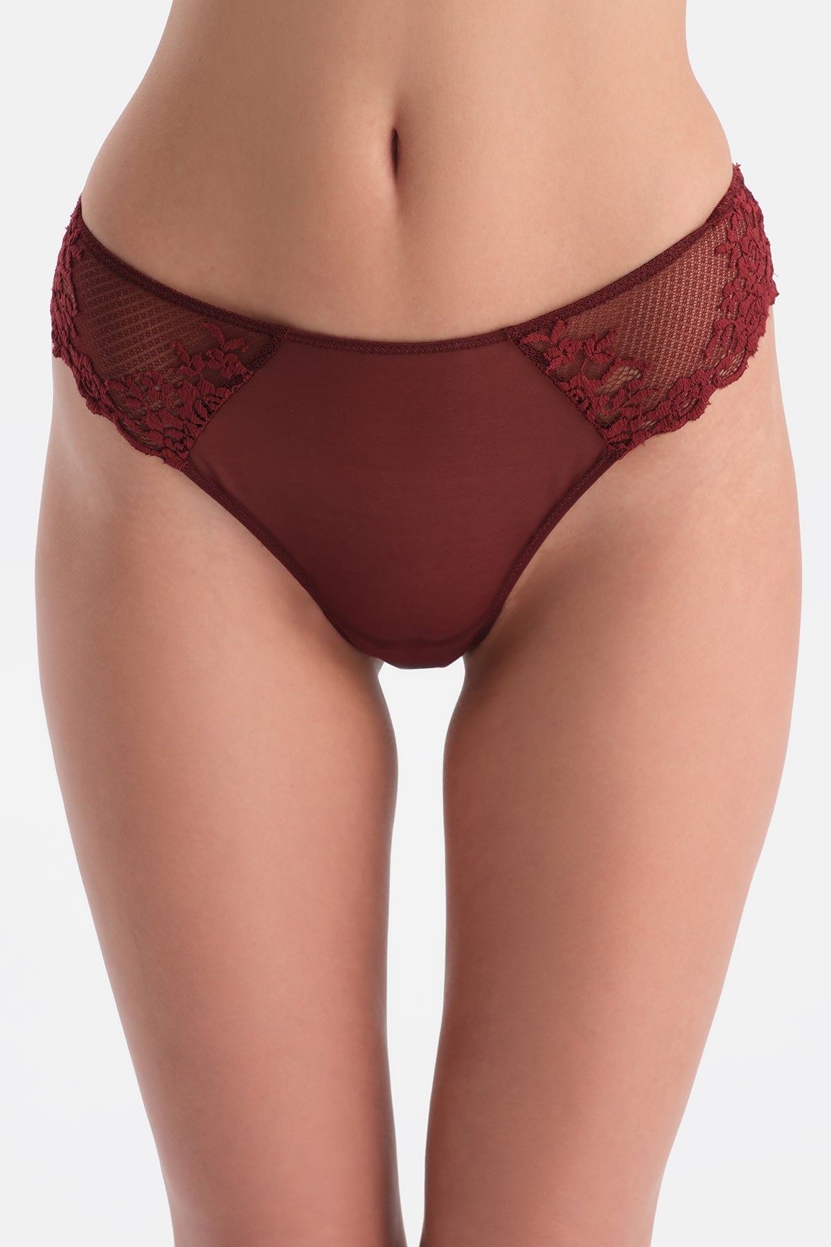 Bordo Dantel Detaylı Sütyen