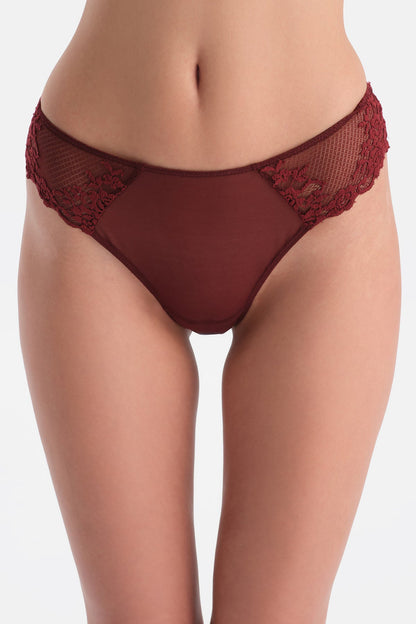 Bordo Dantel Detaylı Sütyen