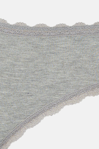 Açık Mavi-gri Melanj-mint Kadın 3'lü Desenli Brazilian Külot