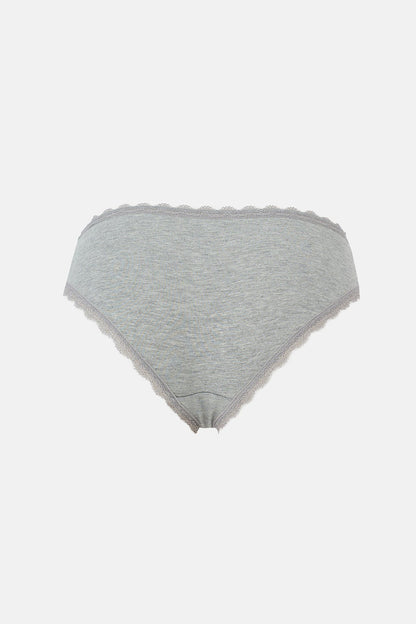 Açık Mavi-gri Melanj-mint Kadın 3'lü Desenli Brazilian Külot