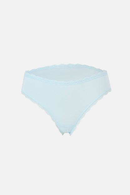 Açık Mavi-gri Melanj-mint Kadın 3'lü Desenli Brazilian Külot