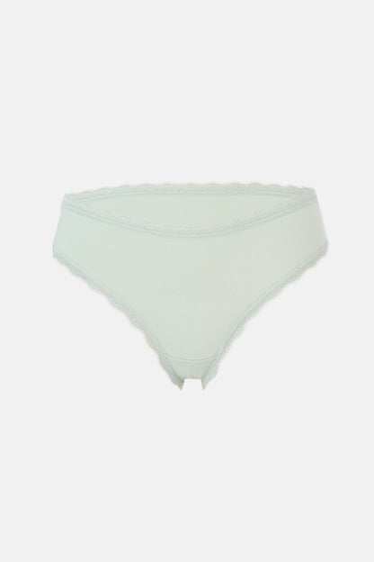 Açık Mavi-gri Melanj-mint Kadın 3'lü Desenli Brazilian Külot