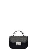 Kadın Siyah Uzun Askılı Taşlı Mini Kol Çantası