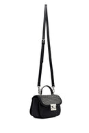 Kadın Siyah Uzun Askılı Taşlı Mini Kol Çantası