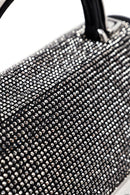 Kadın Siyah Uzun Askılı Taşlı Mini Kol Çantası