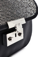 Kadın Siyah Uzun Askılı Taşlı Mini Kol Çantası