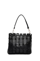 Kadın Siyah Uzun Askılı Örgü Kol Çantası