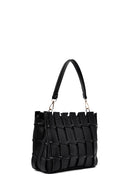 Kadın Siyah Uzun Askılı Örgü Kol Çantası