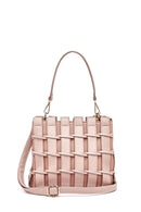Kadın Pembe Uzun Askılı Örgü Kol Çantası