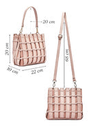 Kadın Pembe Uzun Askılı Örgü Kol Çantası