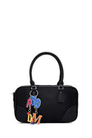 Kadın Siyah Uzun Askılı Aksesuar Detaylı Kumaş Kol Çantası