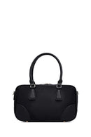 Kadın Siyah Uzun Askılı Aksesuar Detaylı Kumaş Kol Çantası