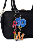 Kadın Siyah Uzun Askılı Aksesuar Detaylı Kumaş Kol Çantası