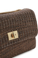 Kadın Kahverengi Uzun Zincir Askılı Hasır Omuz Çantası