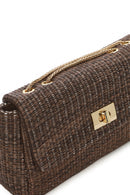 Kadın Kahverengi Uzun Zincir Askılı Hasır Omuz Çantası