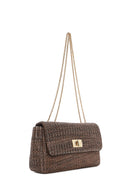 Kadın Kahverengi Uzun Zincir Askılı Hasır Omuz Çantası