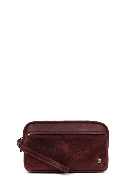 Erkek Bordo Deri Mini El Çantası