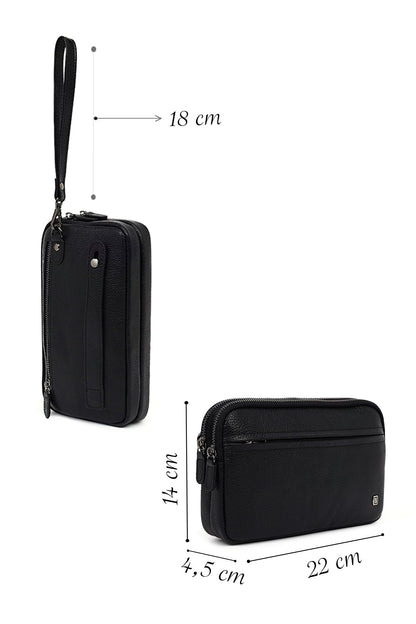 Erkek Siyah Deri El Çantası