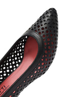 Derimod Gritti Kadın Siyah Arkası Açık Kısa Kalın Topuklu Deri Ayakkabı