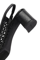 Derimod Gritti Kadın Siyah Arkası Açık Kısa Kalın Topuklu Deri Ayakkabı