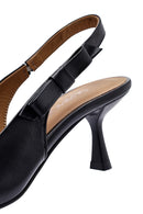 Kadın Siyah Arkası Açık Ince Topuklu Deri Ayakkabı